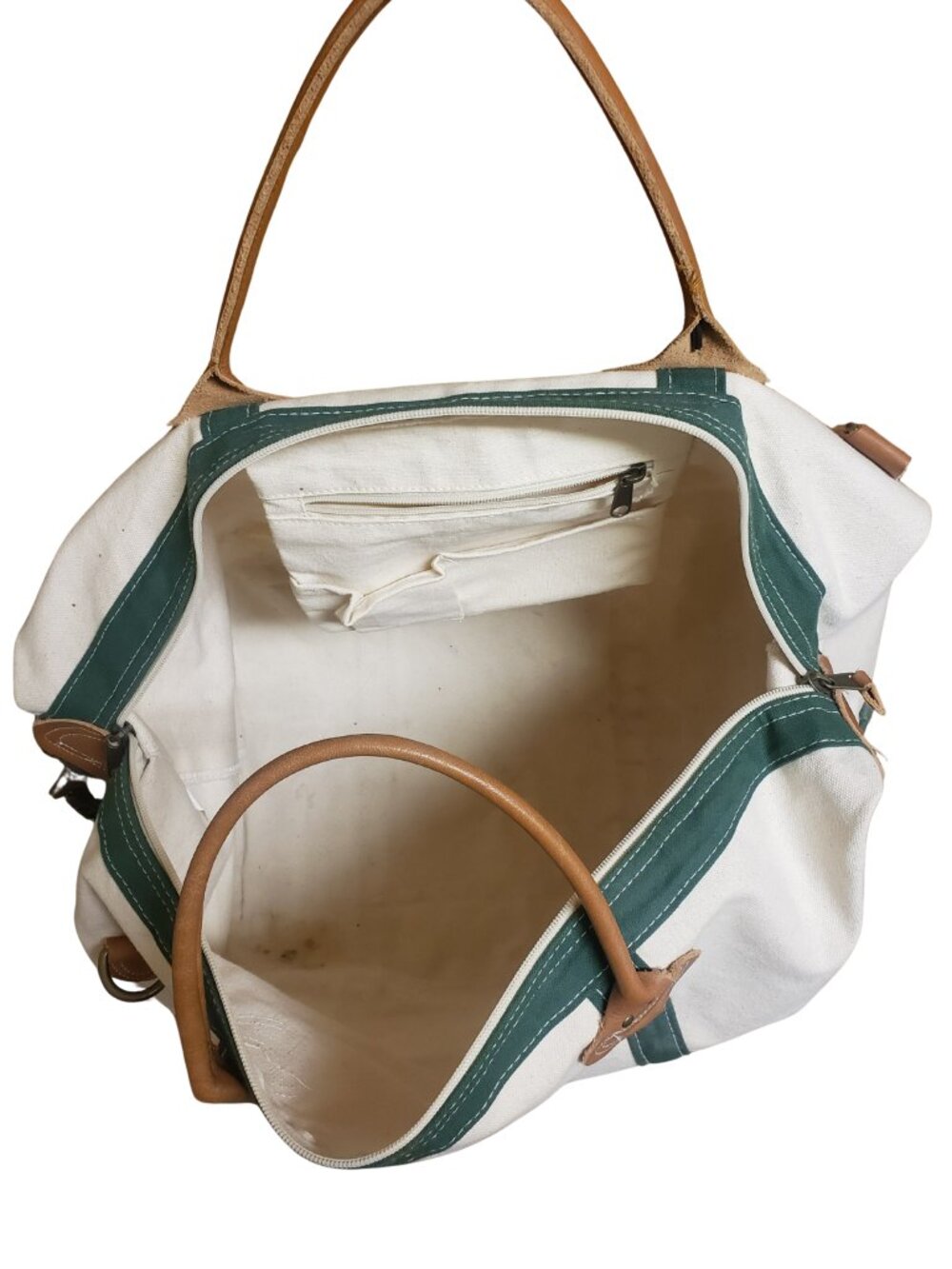 CB Station Canvas & Leather Weekender Duffel Bag Unisex Hunter Green - Picture 3 of 7
